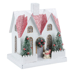 7.25" Lighted Fenced House Sitter