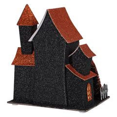 7.5" LED Lighted Black & Orange Halloween Haunted House