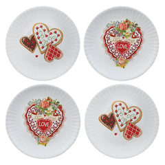 7.5" Valentine "Paper" Melamine Plates Set/4