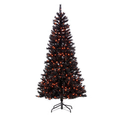 7.5ft Pre-Lit Hinged Black Salem Spruce Tree