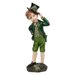 7.75" Dapper Irish Boy Statue With Gold Accents