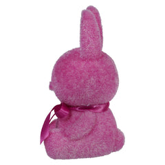 7" Flocked Sitting Hot Pink Bunny