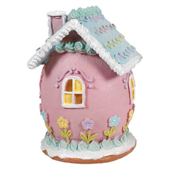 7" Pink Lighted Pastel Easter Bunny House
