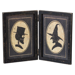 7" Witch & Skelly Portraits Hinged Sign