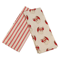 27" Vintage Santa Tea Towels Set/2