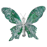 8" Jeweled & Glittered Green Butterfly Clip-On Ornament