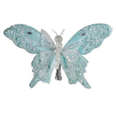 8" Jeweled & Glittered Turquoise Butterfly Clip-On Ornament