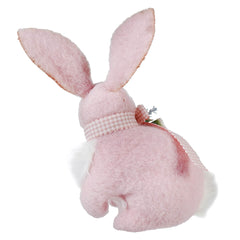 8" Pink Wool Sitting Easter Bunny