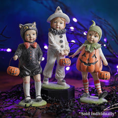 8" Resin Black Cat Costume Trick-Or-Treater Figurine