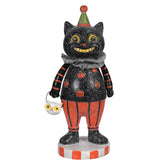 8" Resin Retro Black Cat Costume Trick-Or-Treater Figurine