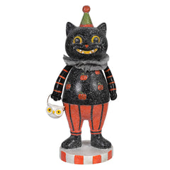 8" Resin Retro Black Cat Costume Trick-Or-Treater Figurine