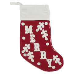 18.5" Red & White Nordic "Merry" Stocking