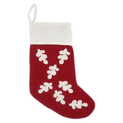 18.5" Red & White Scarlett Leaves Stocking