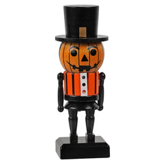 6" Wood Halloween Pumpkin Jack-O'-Lantern Nutcracker