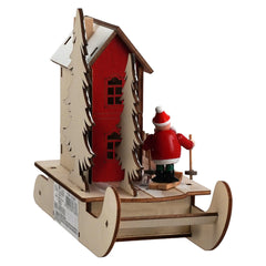 8" Lighted LED Lighted Sled With Village Scene & Santa