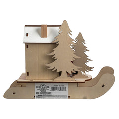 8" Lighted LED Lighted Sled With Village Scene & Santa