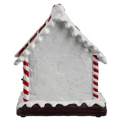 8" Lighted LED Red & White House With Santa & Tree