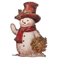 18" Snowman With Holly Metal Dummy Board