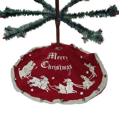 "Merry Christmas" Santa & Sleigh Medium Vintage Tree Skirt