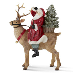 10.25" Glittered Santa Riding Reindeer