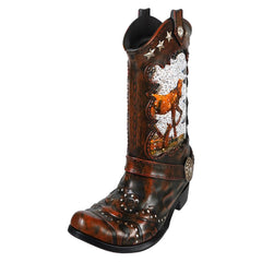 10.25" LED Lighted Cowboy Boot With Horses Spinning Water Globe