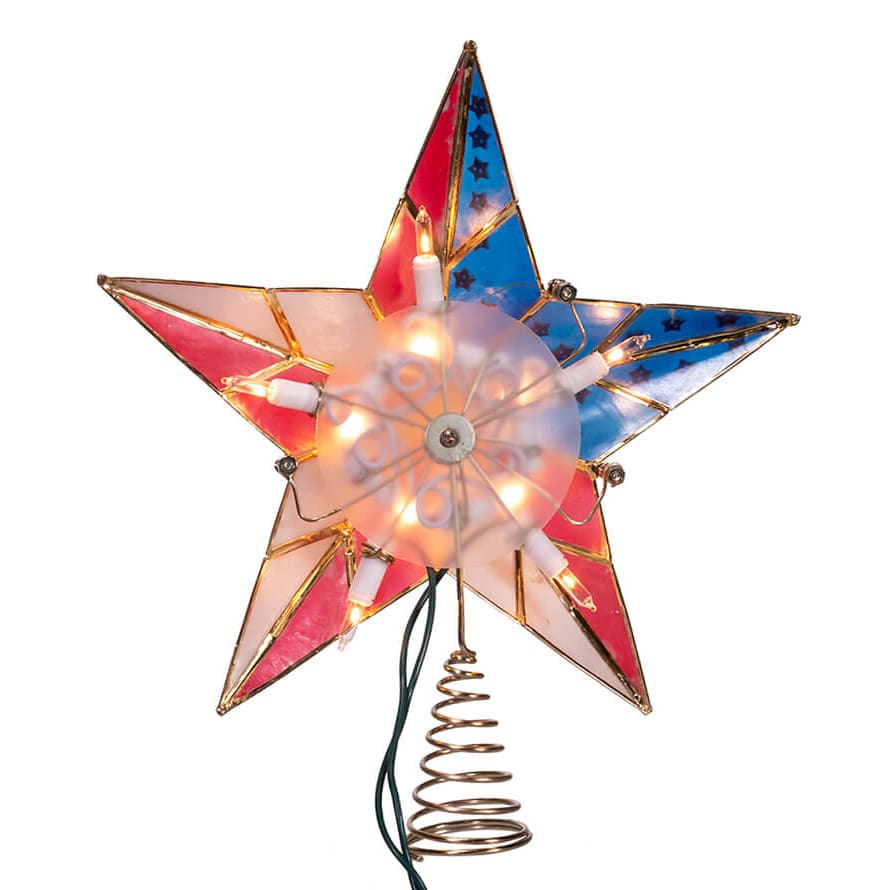 10-Light Capiz American Flag Inspired Star Tree Topper