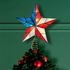 10-Light Capiz American Flag Inspired Star Tree Topper