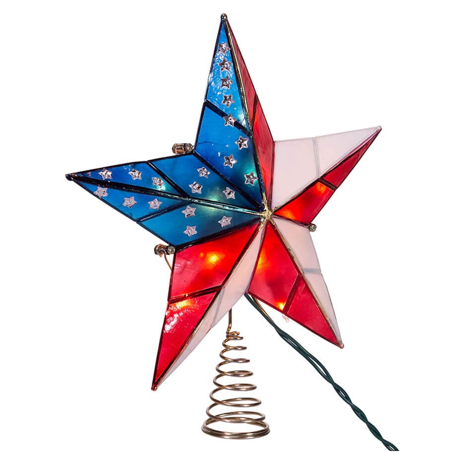 10-Light Capiz American Flag Inspired Star Tree Topper