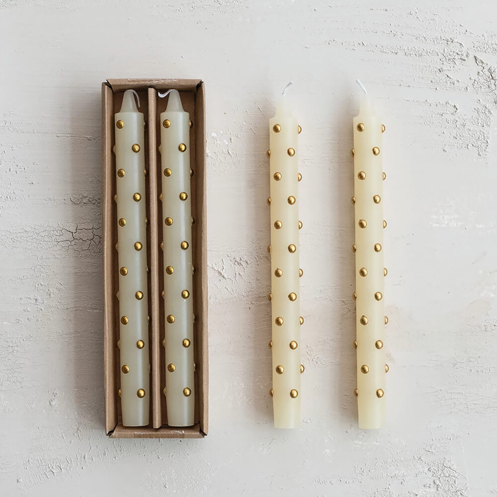 10" Unscented Taper Candles With 3D Dots In Box Set/2