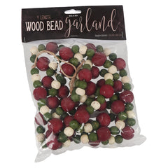 108" Green, Red & White Assorted Wood Bead Garland