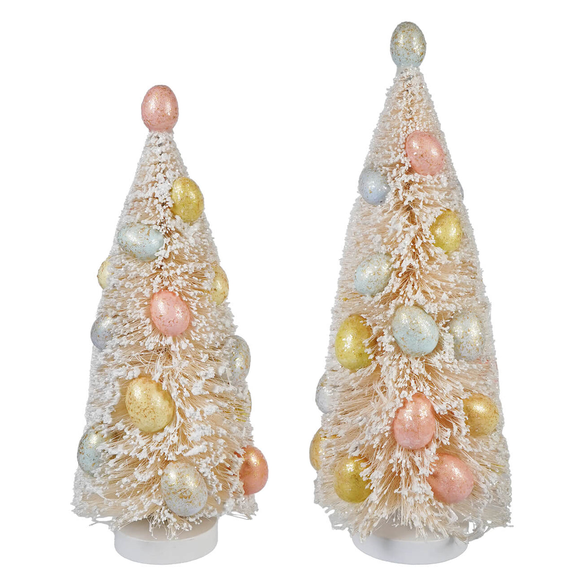 11" & 13" Cream Sugared Sisal Easter Egg Trees Set/2