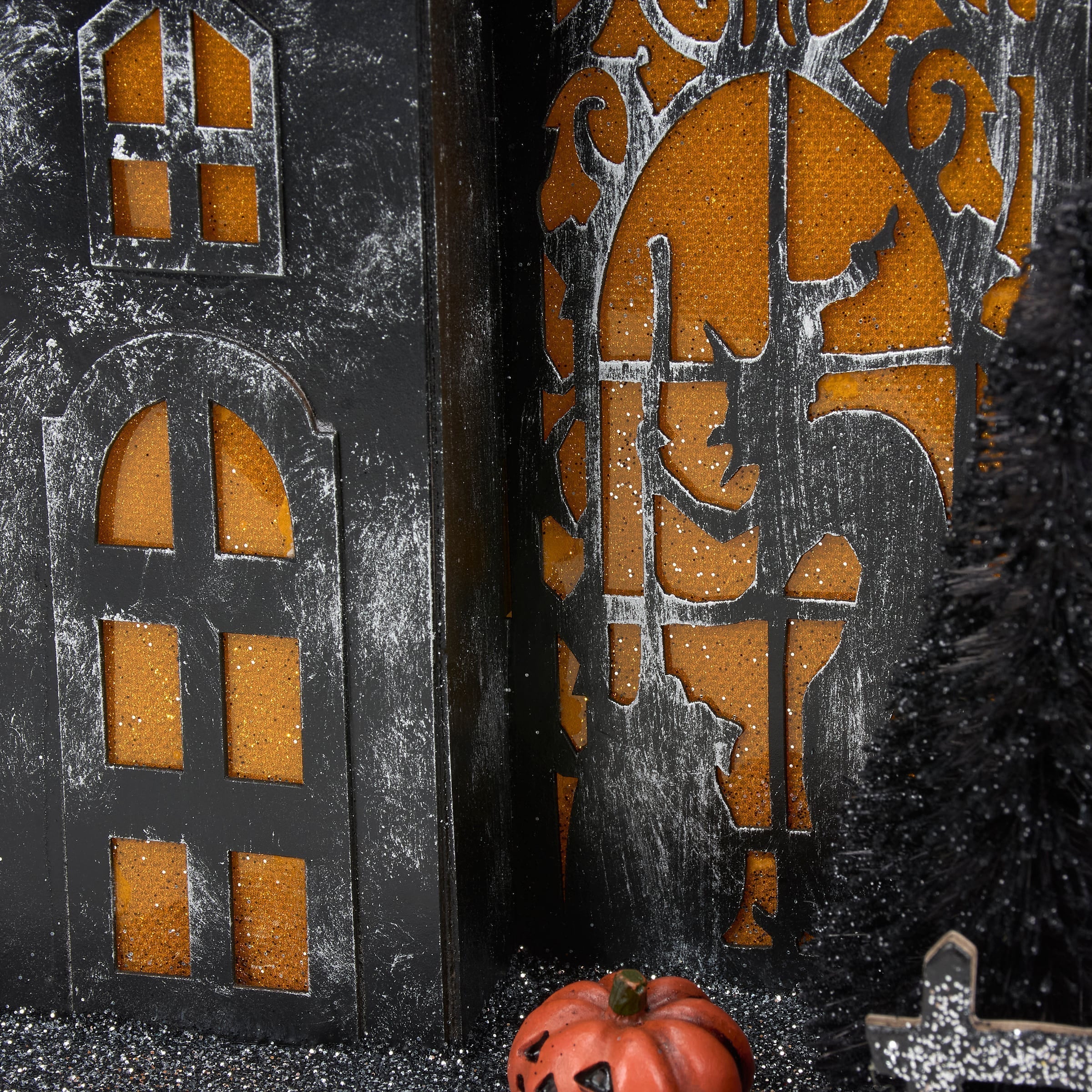 11" Lighted Haunted House Sitter