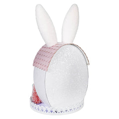 12.5" Lighted LED Pink & Purple Easter Bunny Ears House
