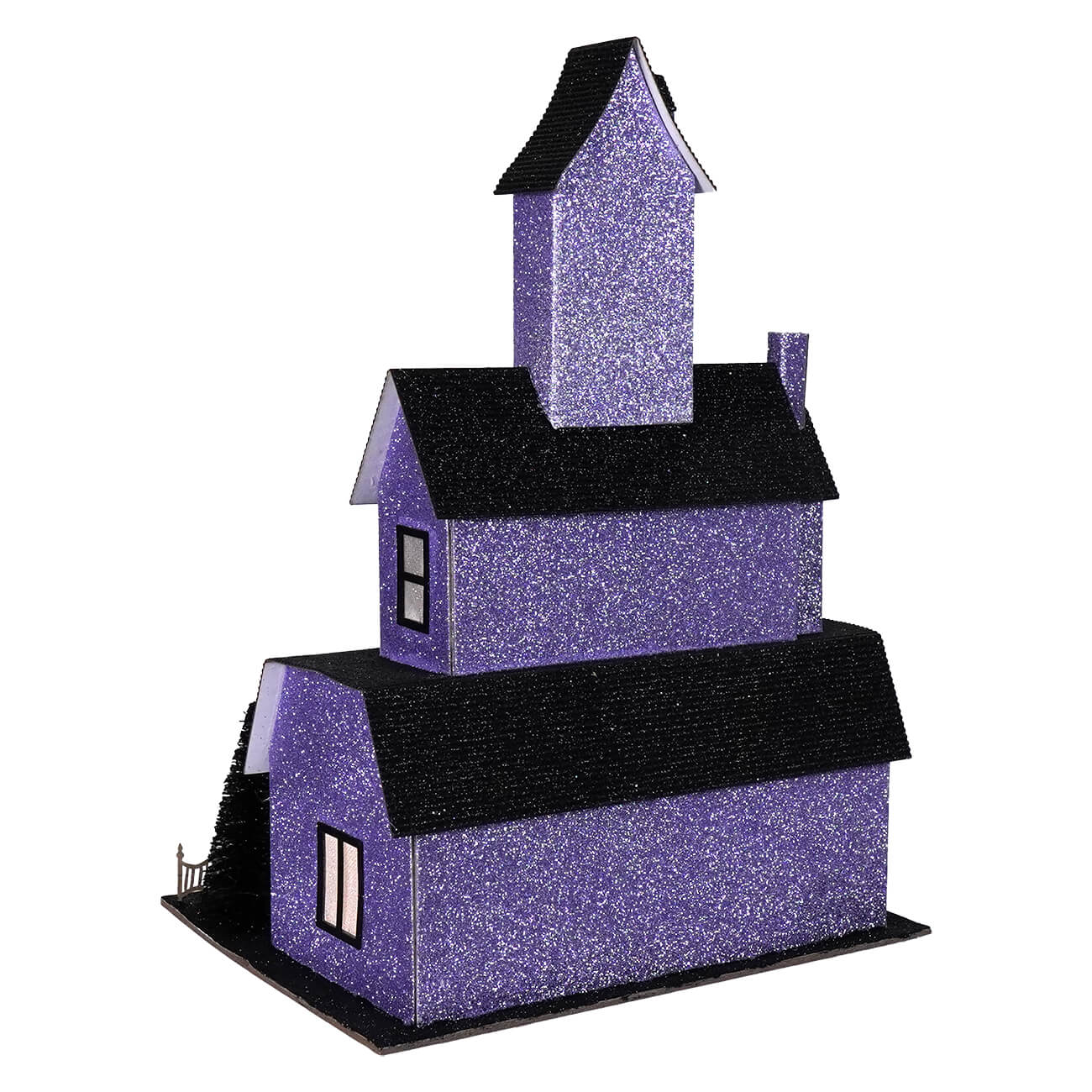12.75" Lighted Purple Haunted House