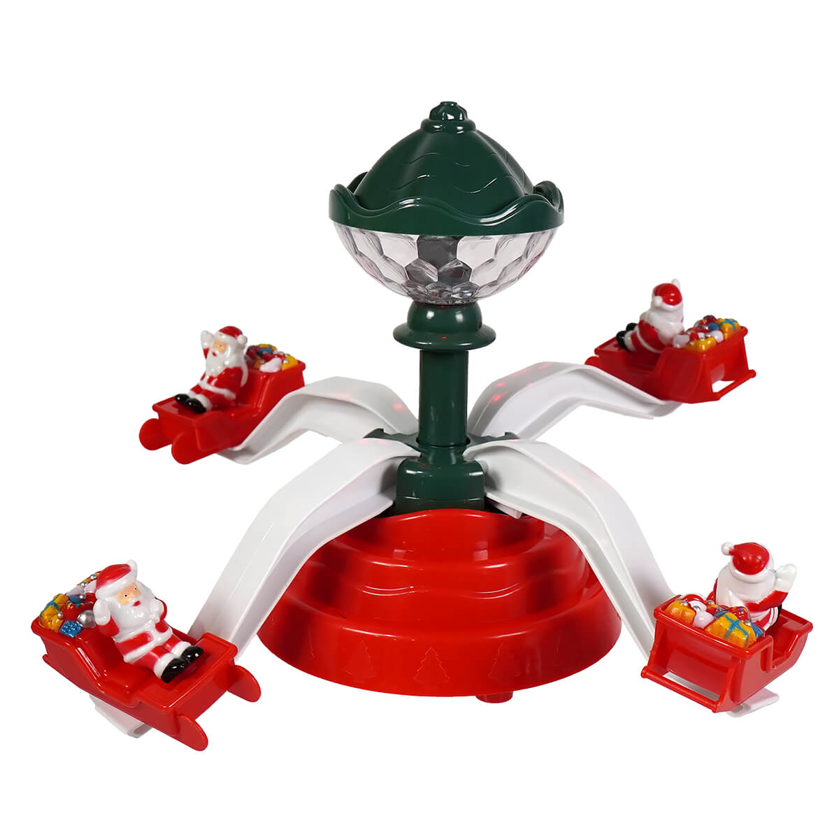 12" Animated, Musical & Lighted Christmas Art Deco With Santa Table Piece