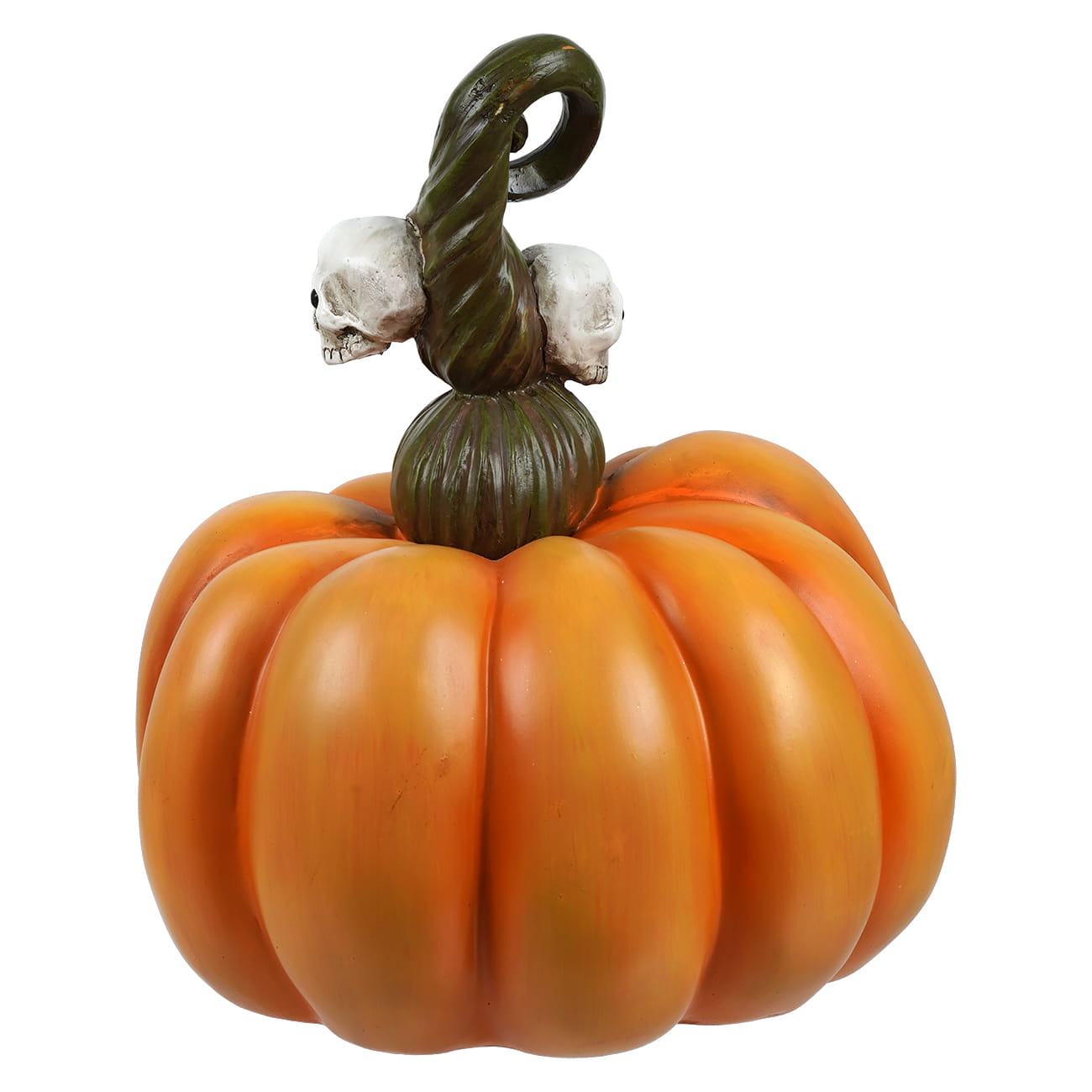 12" Animated & Wailing Google Eyed Resin Pumpkin With Skull Stem