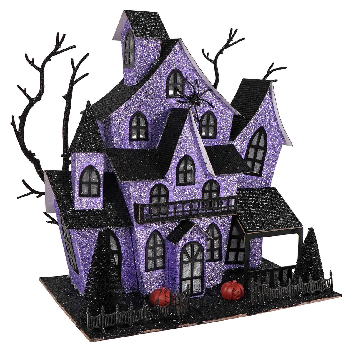 12" Lighted Purple Haunted House