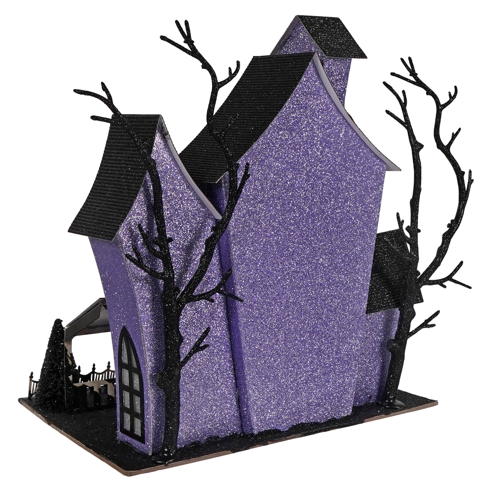 12" Lighted Purple Haunted House