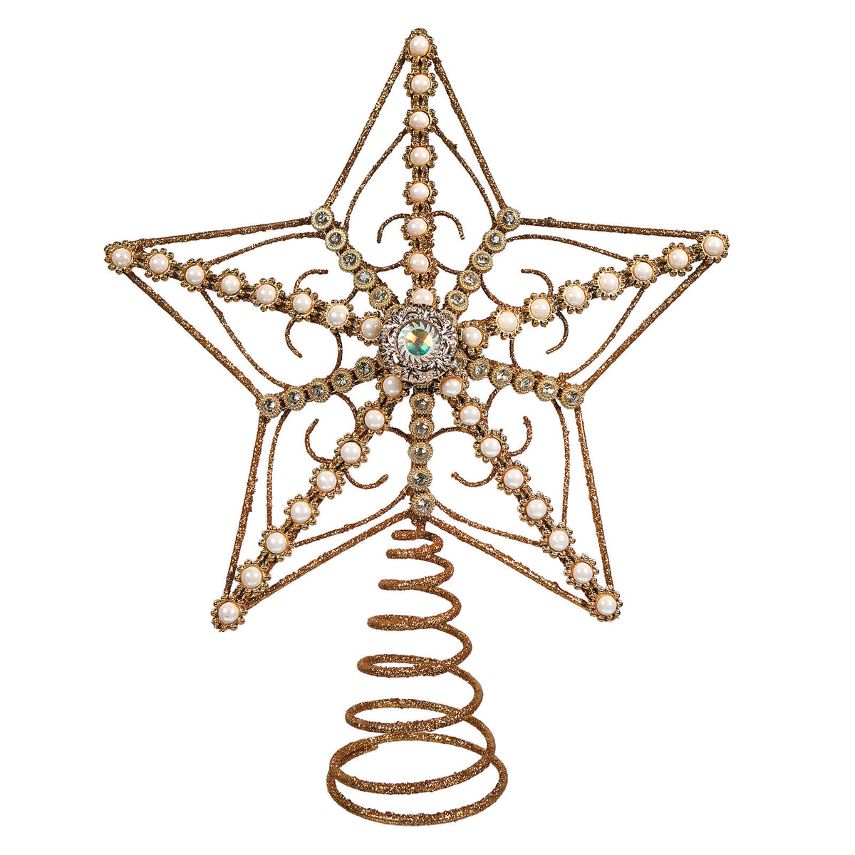 12" Metallic Gold Glitter 5-Point Star Tree Topper
