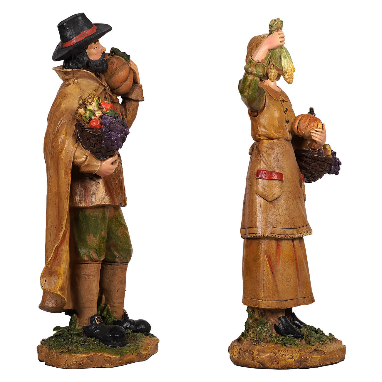 12" Resin Harvest Pilgrim Couple