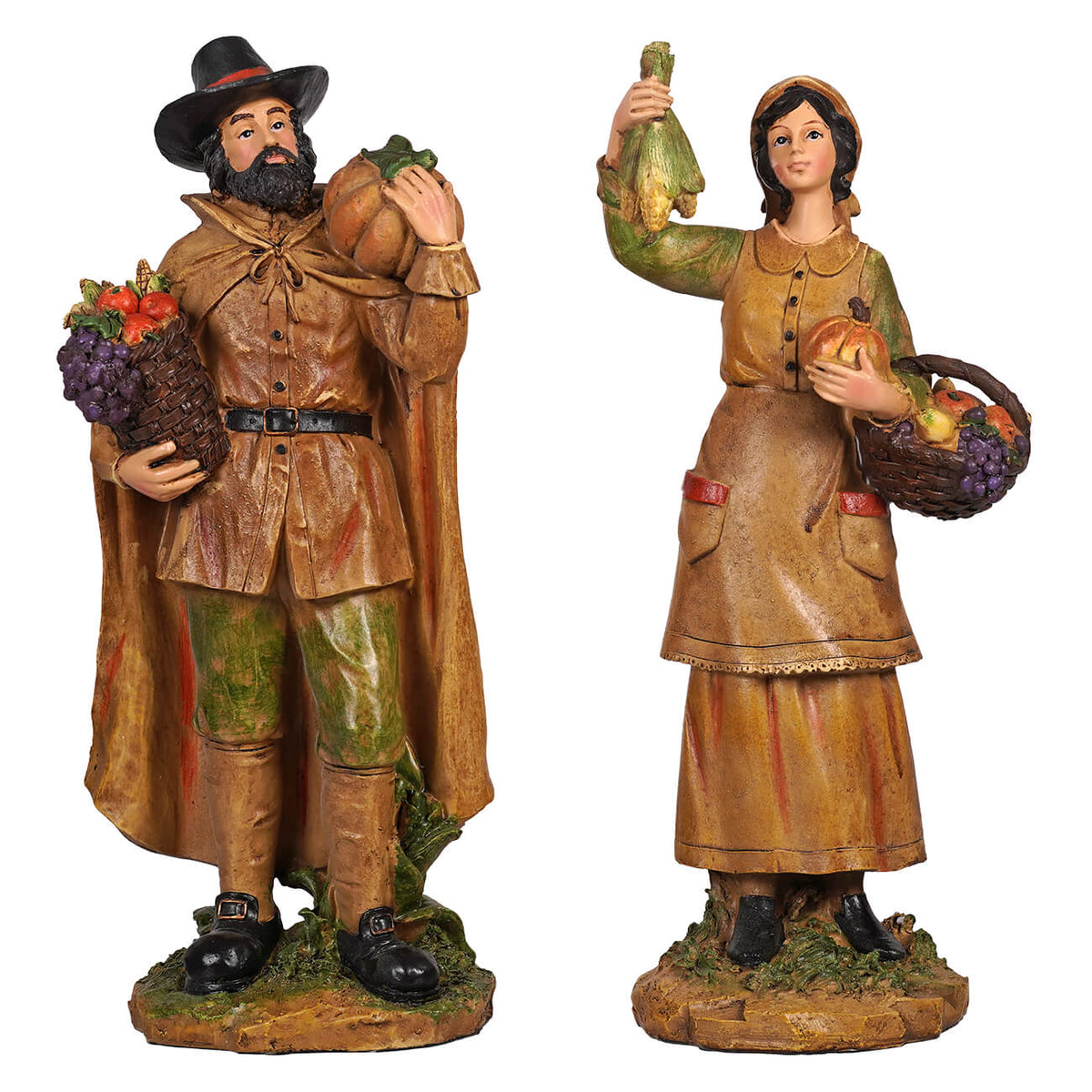 12" Resin Harvest Pilgrim Couple