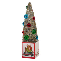 12" Retro Reindeer Gift Box With Ornamented Tree