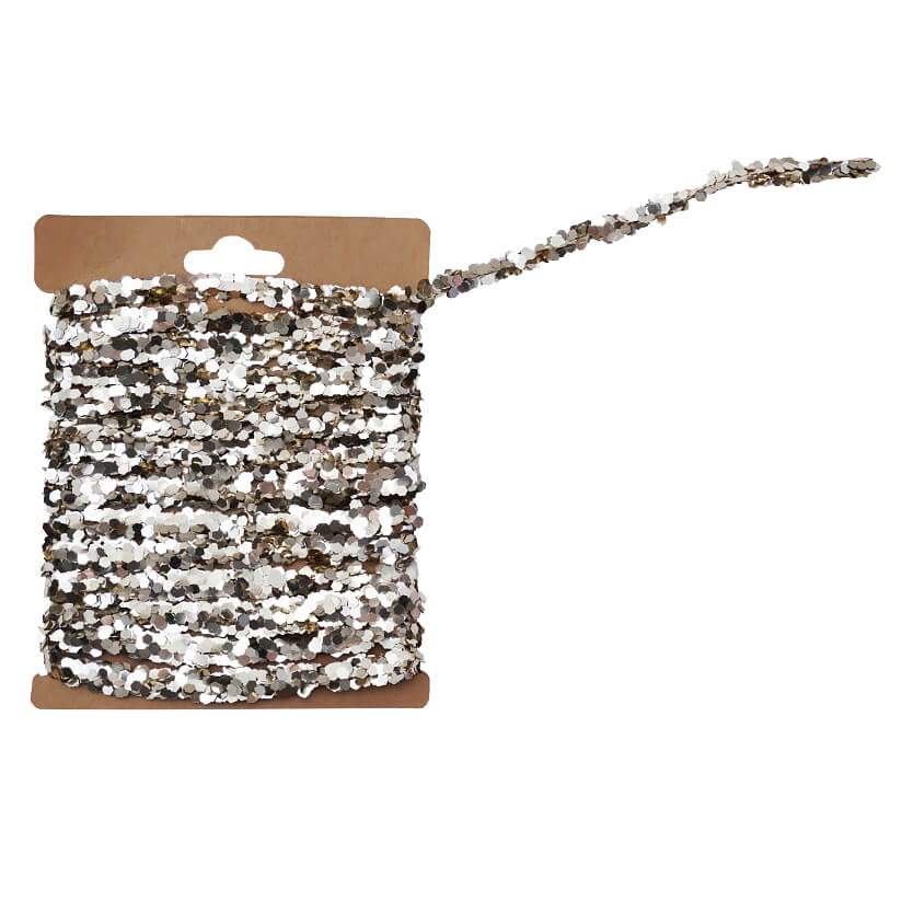 120" Champagne Finish String Glitter Garland On Kraft Card