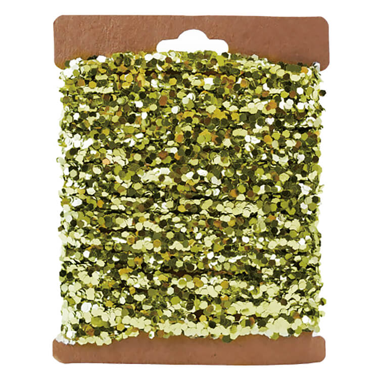 120" Gold Finish String Glitter Garland On Kraft Card