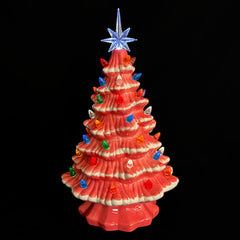 14.5" Large Lighted Pink Ceramic Christmas Tree