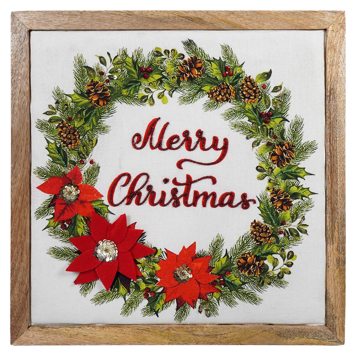 14" Embellished "Merry Christmas" Wreath Decor
