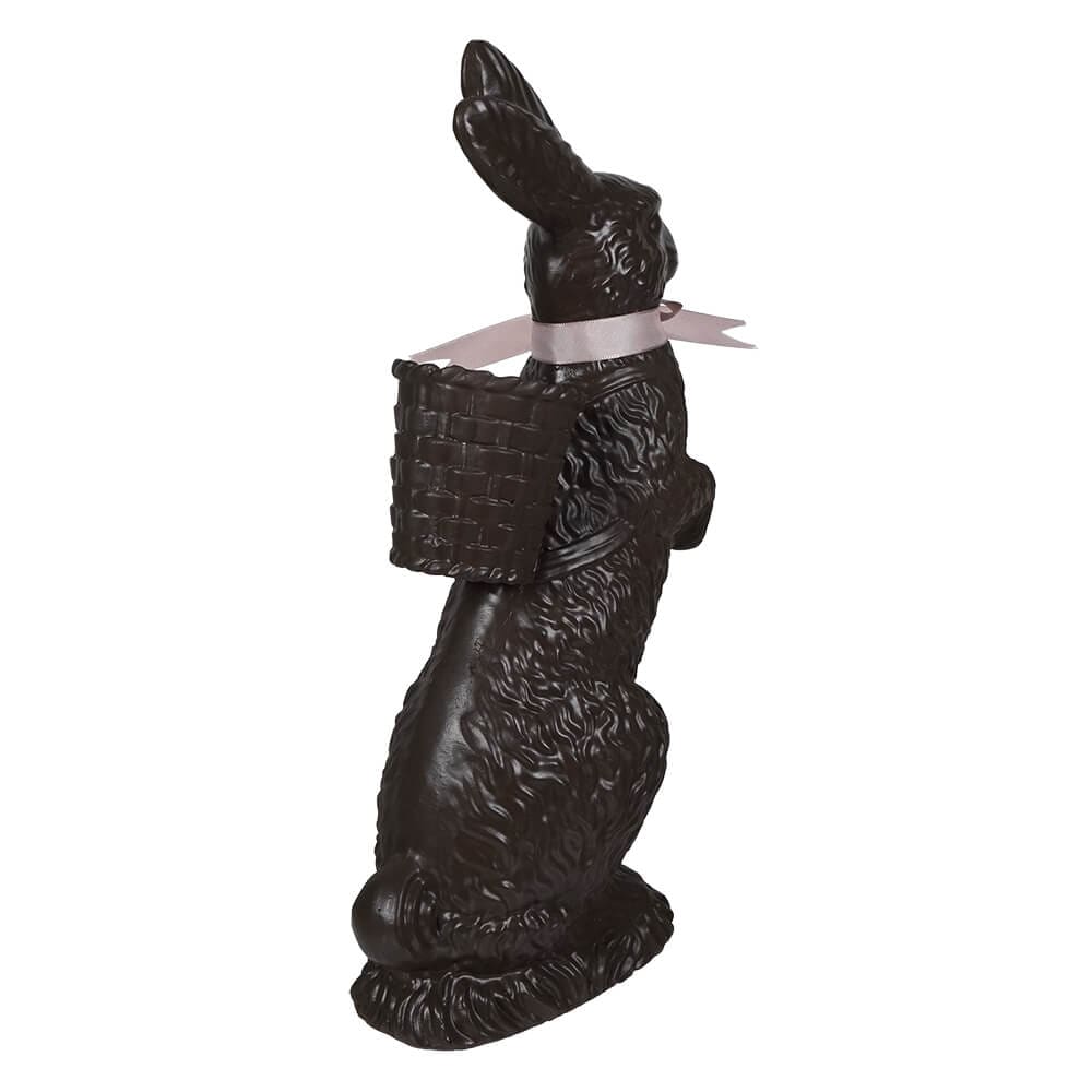 14" Large Chocolate Colored Standing Bunny With Basket