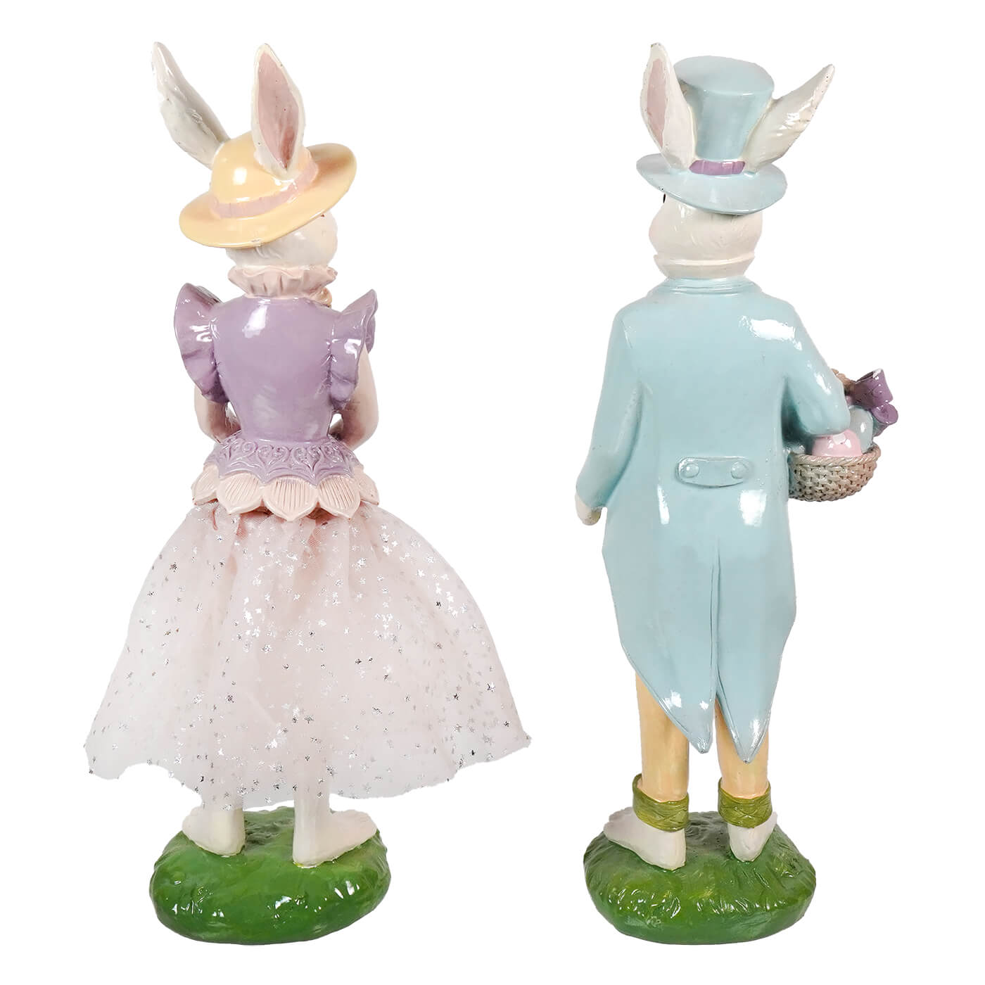 14" Mr. & Mrs. Easter Bunny Holding Basket Of Eggs