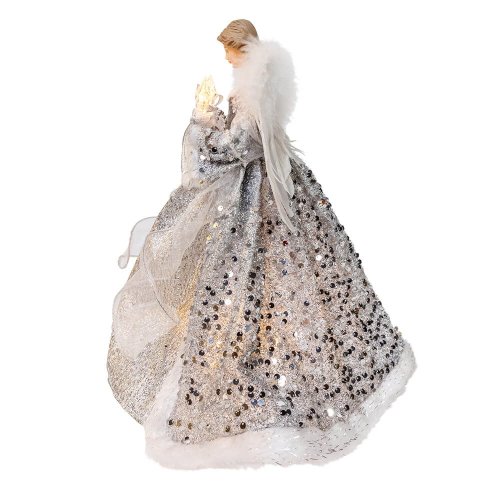 14" UL 10-Light Silver & Ivory Angel Tree Topper