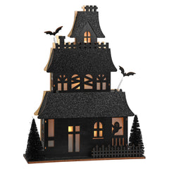 15.5" Large Lighted Haunted House Featuring Ghost & Flying Bats